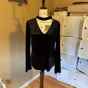 5/$25 - Sanctuary - Black Choker Top - Long Sleeves - Size M